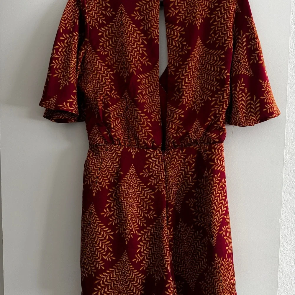 Selfie Leslie Red and Gold Long Sleeve Romper - Picture 9 of 10